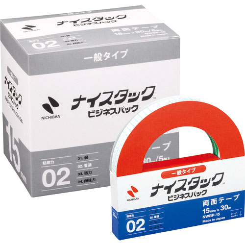 ニチバン 両面テープ ナイスタックビジネスパックNWBP-15 15mmX30m(大巻5巻入)_