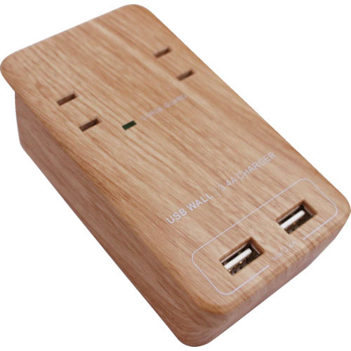 Fargo TAPKING USB WALL AC2個口 3.4A USB2ポート ベージュウッド_