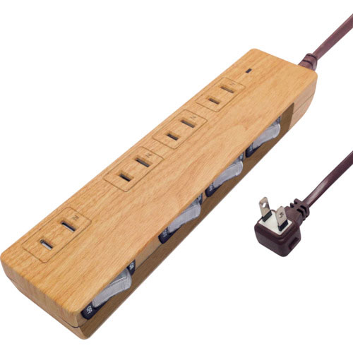 Fargo NATURAL WOOD TAP AC4個口 個別スイッチ付 ベージュウッド_