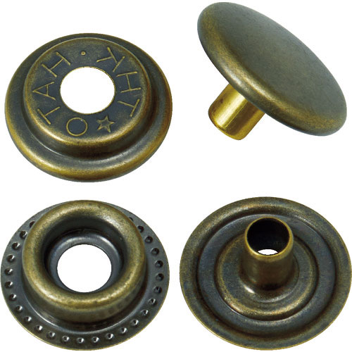 TRUSCO ハトメボタン 金ブロンズめっき 15mm 10組入り_