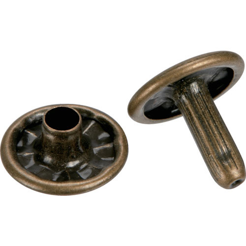 TRUSCO 特大カシメ スチール 金ブロンズめっき 13mm 20組入 (ブリスターパック入)_