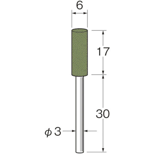 リューター　軸付セラミックゴム砥石（金属研磨用）外径（ｍｍ）：６粒度（＃）：２２０＿