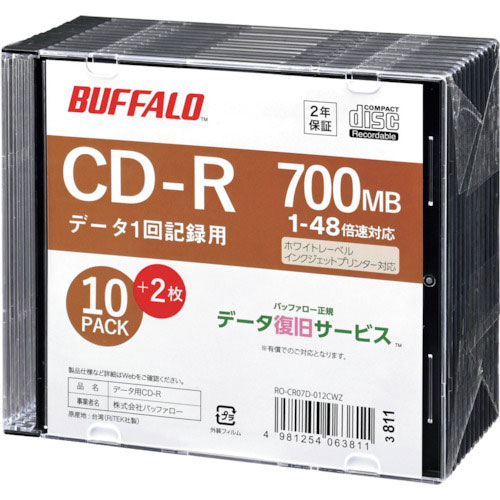 バッファロー　光学メディア　ＣＤ－Ｒ　ＰＣデータ用　７００ＭＢ　法人チャネル向け　１０枚＋２枚＿