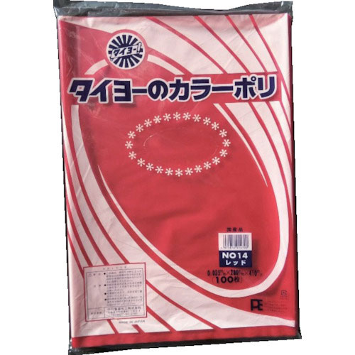タイヨー　カラーポリ袋０３５（レッド）　Ｎｏ．１４　（１００枚入り）＿