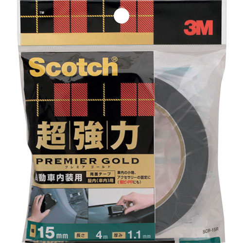 3M スコッチ 超強力両面テープ プレミアゴールド 自動車内装用 15mm×4m_