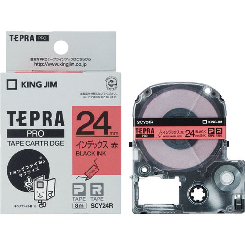 キングジム ラベルプリンタ用テープカートリッジ テプラPROテ-プカ-トリッジ 幅24mm 赤_