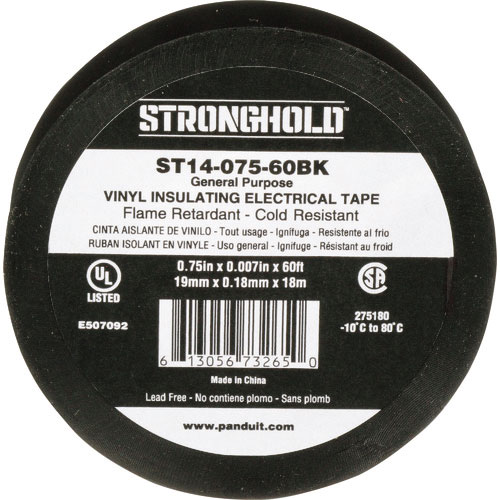 ストロングホールド StrongHoldビニールテープ 一般用途用 黒 幅19.1mm 長さ18m _