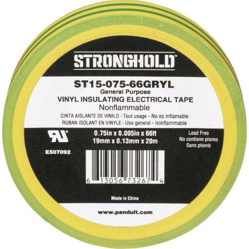 ストロングホールド StrongHoldビニールテープ 一般用途用 イエロー/グリーン 幅19.1m_