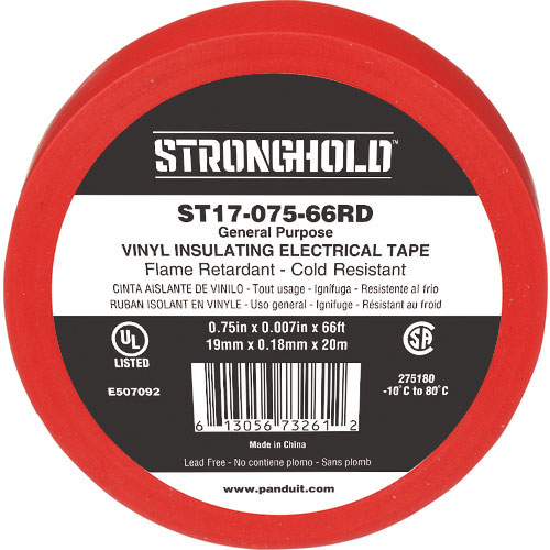 ストロングホールド StrongHoldビニールテープ 一般用途用 赤 幅19.1mm 長さ20m _