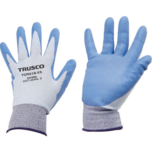 TRUSCO 耐切創手袋 18G ポリウレタンコーティング XSサイズ_