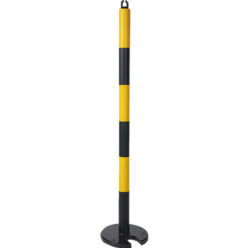 TRUSCO やわらかゴムポール イエロー・ブラック 128cm アンカー穴10mm付 屋内型タイプ_