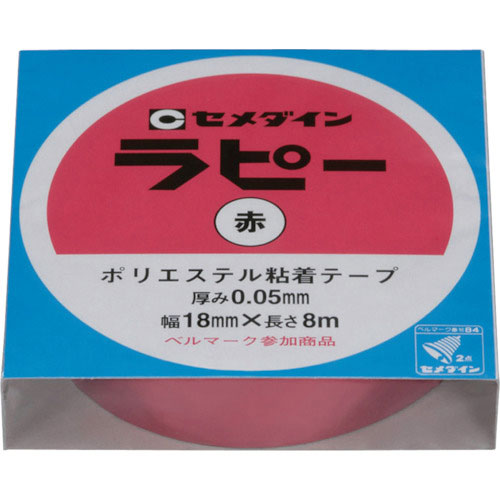 セメダイン ラピー 18mm×8m/箱 赤 (キラキラテープ) TP-258_