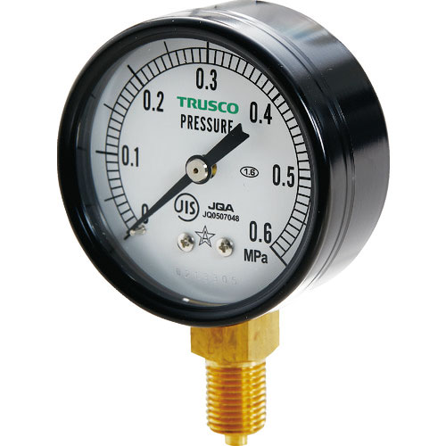 TRUSCO JIS汎用圧力計A型60φ 圧力レンジ0.0~0.60MPa_