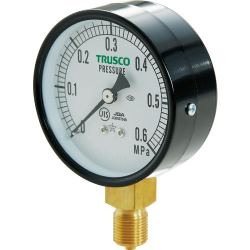 TRUSCO JIS汎用圧力計A型75φ 圧力レンジ0.0~0.60MPa_