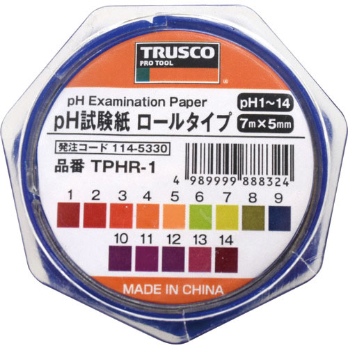 TRUSCO pH試験紙 ロールタイプ 7mm×5M Ph1~14_