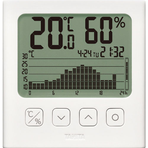 ＴＡＮＩＴＡ　グラフ付きデジタル温湿度計　白色＿