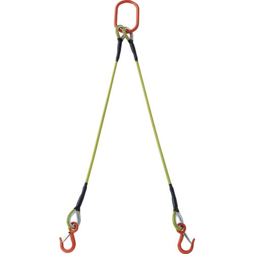 ＴＲＵＳＣＯ　２本吊玉掛ワイヤーロープスリング（カラー被覆付）アルミロックタイプ　黄透明１Ｍ　収縮カ＿