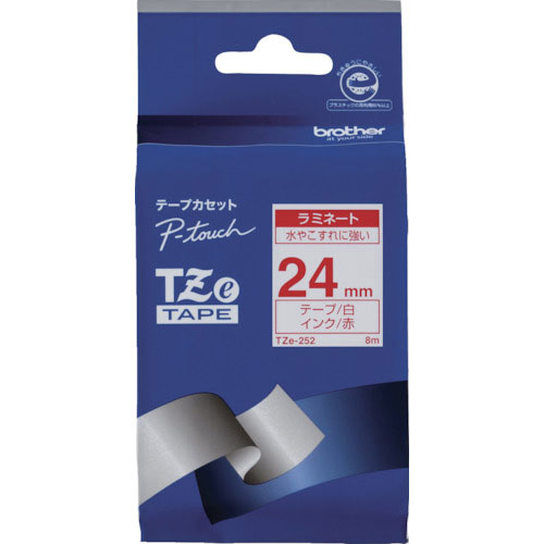 ブラザー Tzeテープ 赤文字/白地/24mm_