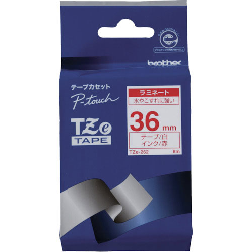 ブラザー　Ｔｚｅテープ　赤文字／白地／３６ｍｍ＿