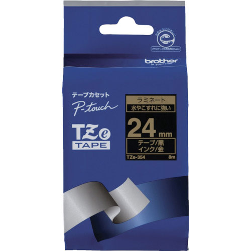 ブラザー Tzeテープ 金文字/黒地/24mm_
