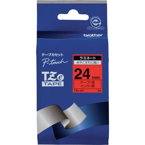 ブラザー Tzeテープ 黒文字/赤地/24mm_