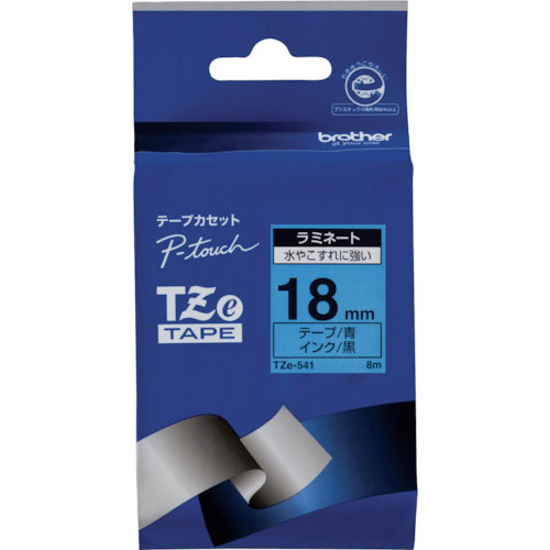 ブラザー Tzeテープ 黒文字/青地/18mm_