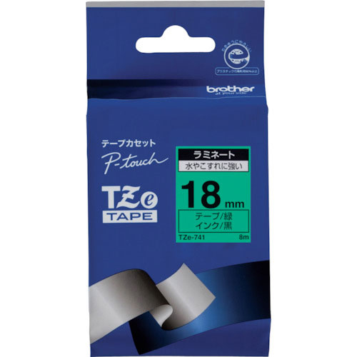 ブラザー Tzeテープ 黒文字/緑地/18mm_
