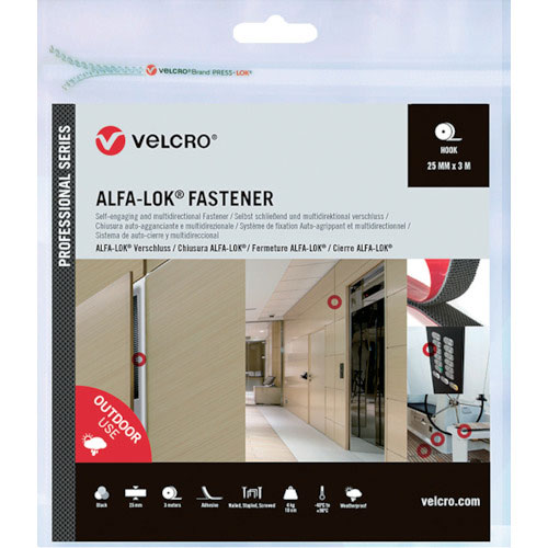 ヴェルクロ　ＶＥＬＣＲＯ［［Ｒ上］］ＡＬＦＡ－ＬＯＫ［［Ｒ上］］ファスナー　幅２５ｍｍ×長さ３ｍ　黒＿