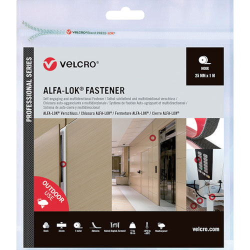 ヴェルクロ　ＶＥＬＣＲＯ［［Ｒ上］］ＡＬＦＡ－ＬＯＫ［［Ｒ上］］ファスナー　幅２５ｍｍ×長さ１ｍ　黒＿