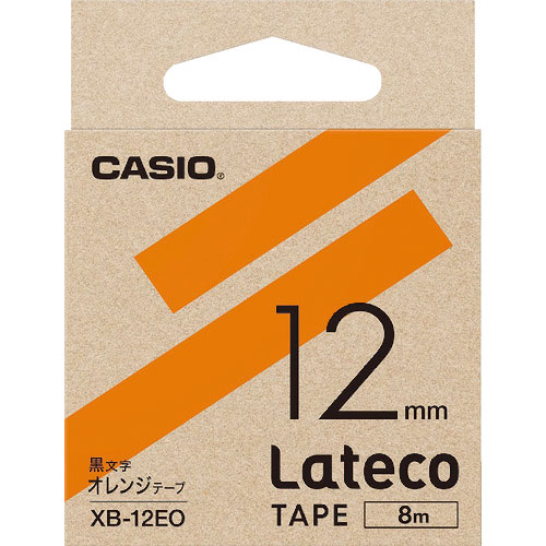カシオ　ラテコ（Ｌａｔｅｃｏ）専用詰め替えテープ　１２ｍｍ　オレンジテープに黒文字＿