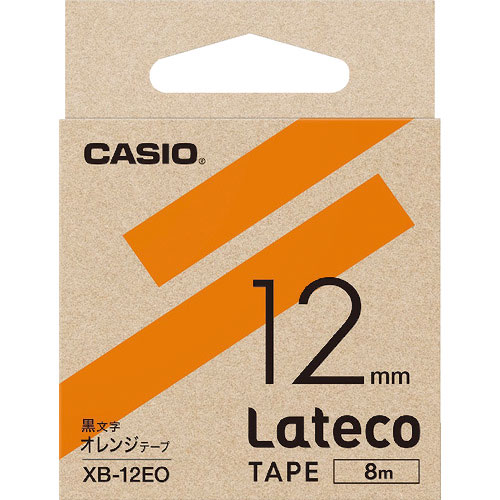 カシオ ラテコ(Lateco)専用詰め替えテープ 12mm オレンジテープに黒文字_