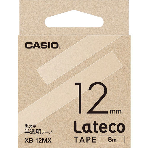 カシオ ラテコ(Lateco)専用詰め替えテープ 12mm 半透明に黒文字_