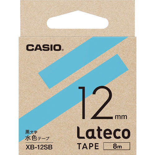 カシオ ラテコ(Lateco)専用詰め替えテープ 12mm 水色テープに黒文字_
