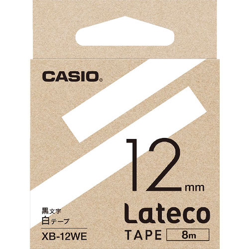 カシオ　ラテコ（Ｌａｔｅｃｏ）専用詰め替えテープ　１２ｍｍ　白テープに黒文字＿