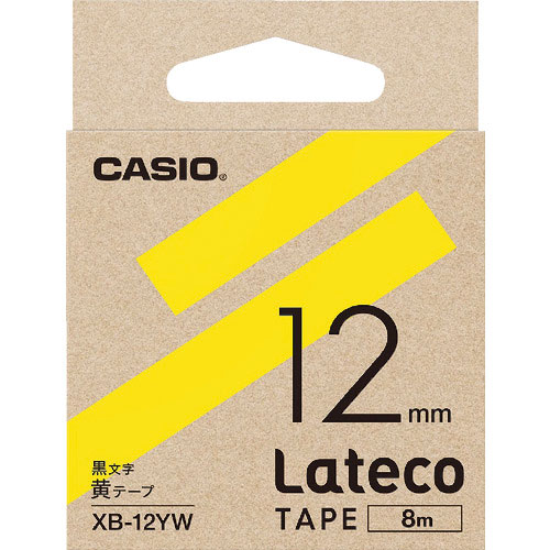カシオ ラテコ(Lateco)専用詰め替えテープ 12mm 黄テープに黒文字_