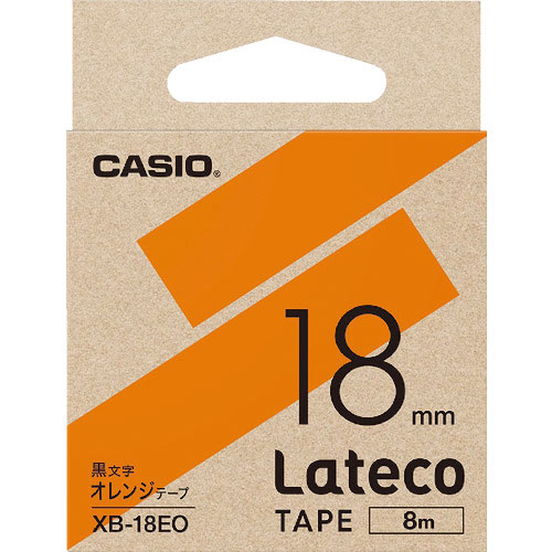 カシオ ラテコ(Lateco)専用詰め替えテープ 18mm オレンジテープに黒文字_