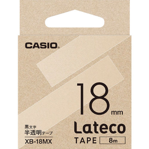 カシオ　ラテコ（Ｌａｔｅｃｏ）専用詰め替えテープ　１８ｍｍ　半透明に黒文字＿