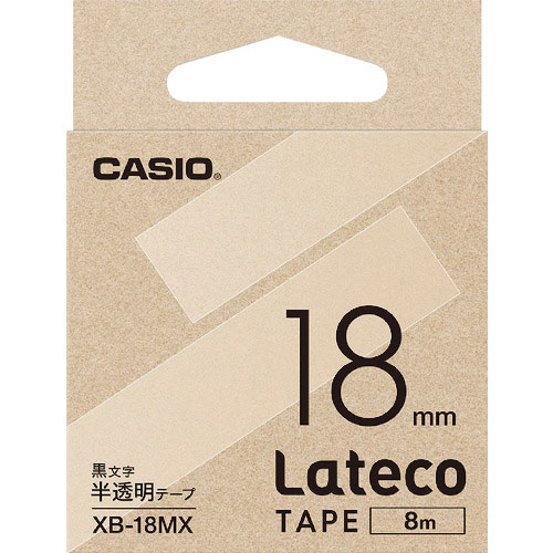 カシオ ラテコ(Lateco)専用詰め替えテープ 18mm 半透明に黒文字_