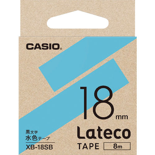 カシオ　ラテコ（Ｌａｔｅｃｏ）専用詰め替えテープ　１８ｍｍ　水色テープに黒文字＿