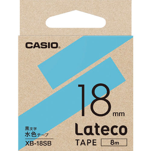 カシオ ラテコ(Lateco)専用詰め替えテープ 18mm 水色テープに黒文字_
