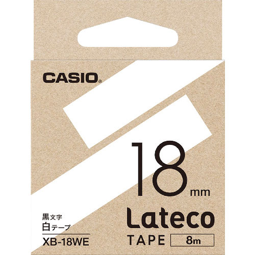 カシオ ラテコ(Lateco)専用詰め替えテープ 18mm 白テープに黒文字_