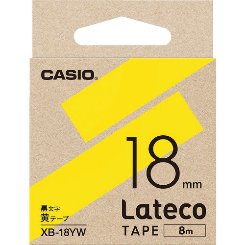 カシオ ラテコ(Lateco)専用詰め替えテープ 18mm 黄テープに黒文字_