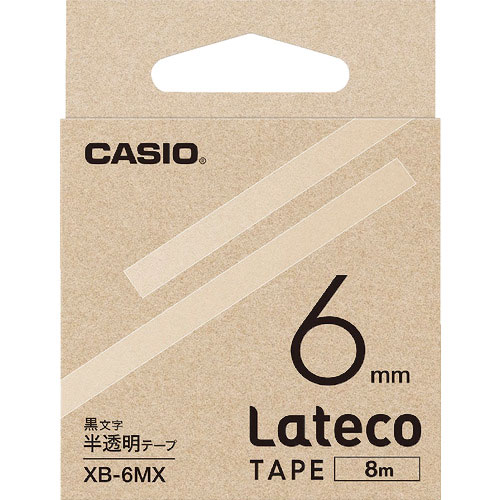 カシオ　ラテコ（Ｌａｔｅｃｏ）専用詰め替えテープ　６ｍｍ　半透明に黒文字＿