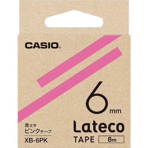 カシオ　ラテコ（Ｌａｔｅｃｏ）専用詰め替えテープ　６ｍｍ　ピンクテープに黒文字＿