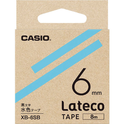 カシオ　ラテコ（Ｌａｔｅｃｏ）専用詰め替えテープ　６ｍｍ　水色テープに黒文字＿