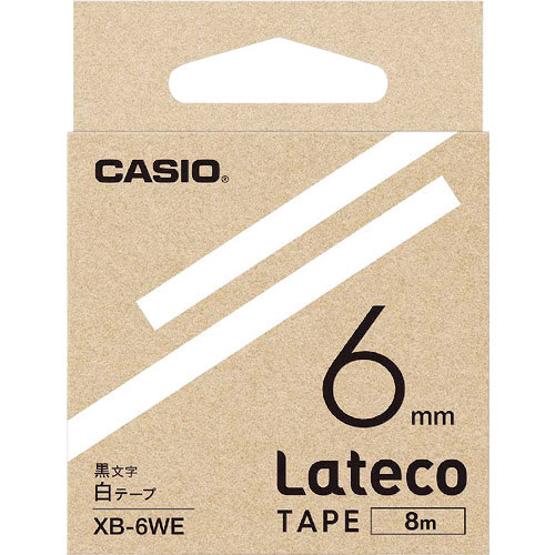 カシオ　ラテコ（Ｌａｔｅｃｏ）専用詰め替えテープ　６ｍｍ　白テープに黒文字＿