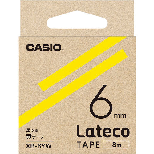 カシオ　ラテコ（Ｌａｔｅｃｏ）専用詰め替えテープ　６ｍｍ　黄テープに黒文字＿