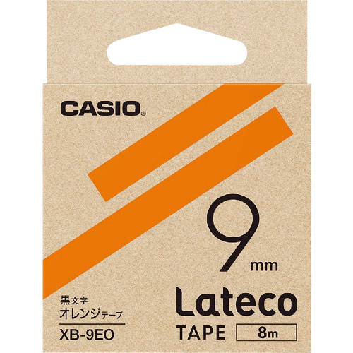 カシオ ラテコ(Lateco)専用詰め替えテープ 9mm オレンジテープに黒文字_