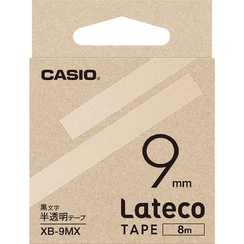 カシオ　ラテコ（Ｌａｔｅｃｏ）専用詰め替えテープ　９ｍｍ　半透明に黒文字＿