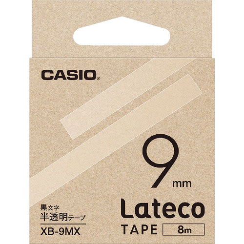カシオ ラテコ(Lateco)専用詰め替えテープ 9mm 半透明に黒文字_
